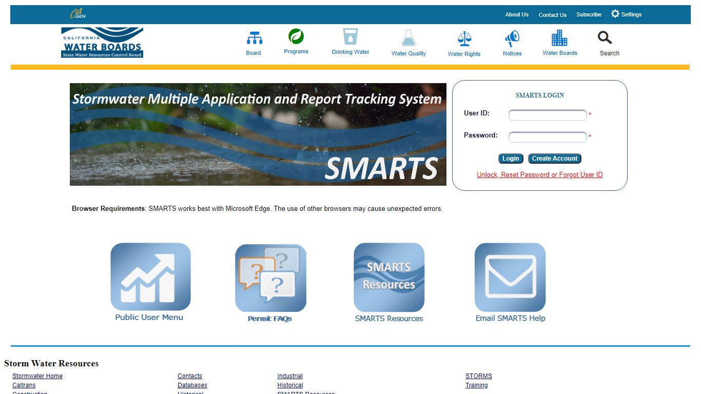 California Storm water Multiple Applications and Report Tracking System